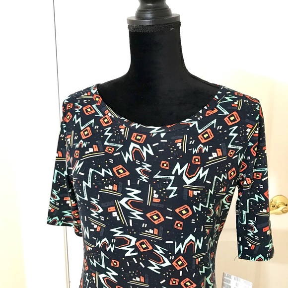 LuLaRoe Julia Dress / Colorful Electric Pattern S - Picture 2 of 3
